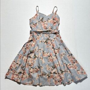 GAL MEETS GLAM Collection‎ Women's Daphne Dress Summer Floral Bird Theme Size 4